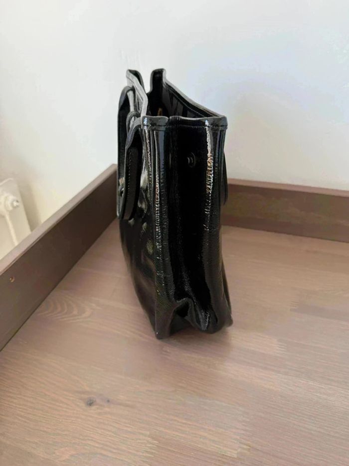 Magnifique Sac à Main Longchamp Le Roseau en Cuir Verni Noir - État Impeccable ! - photo numéro 9
