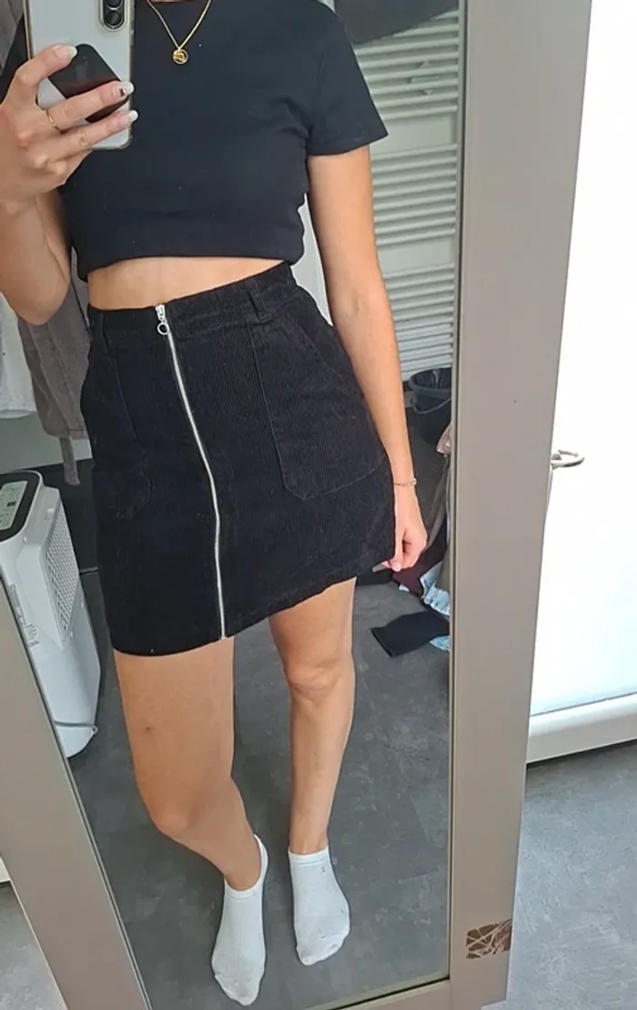 Jupe en velours avec fermeture