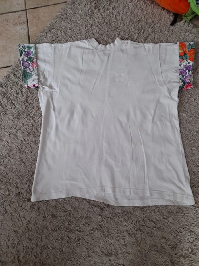 Tee-shirt tunique coton fleuri T46