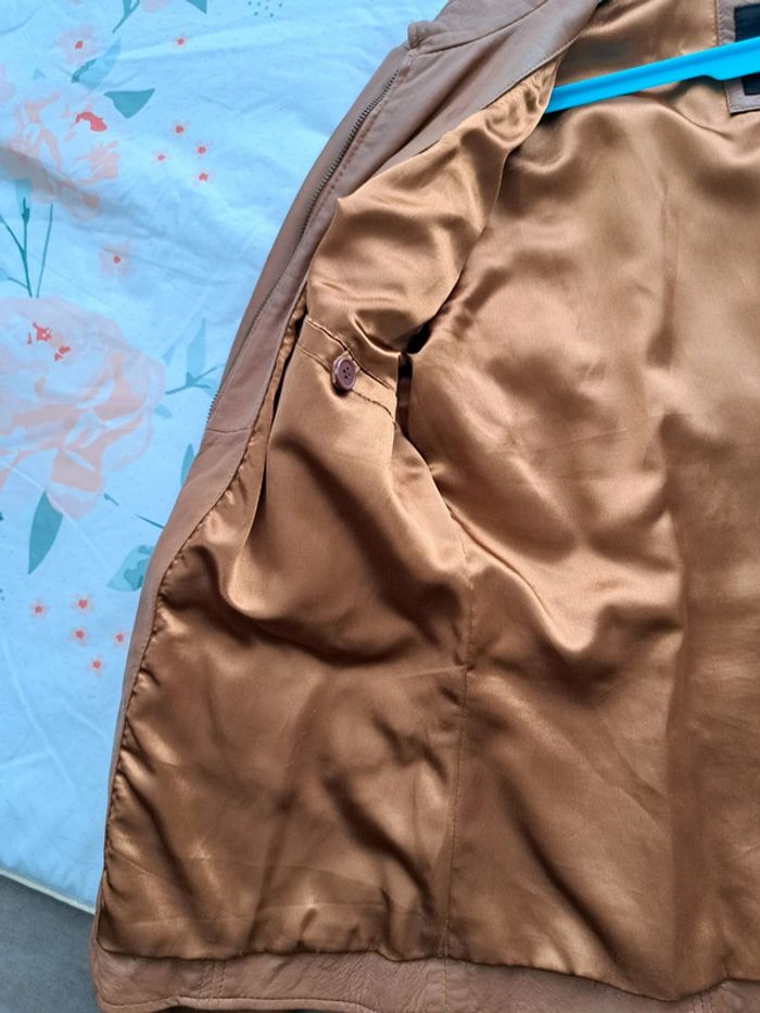Veste en cuir Camel - photo numéro 7