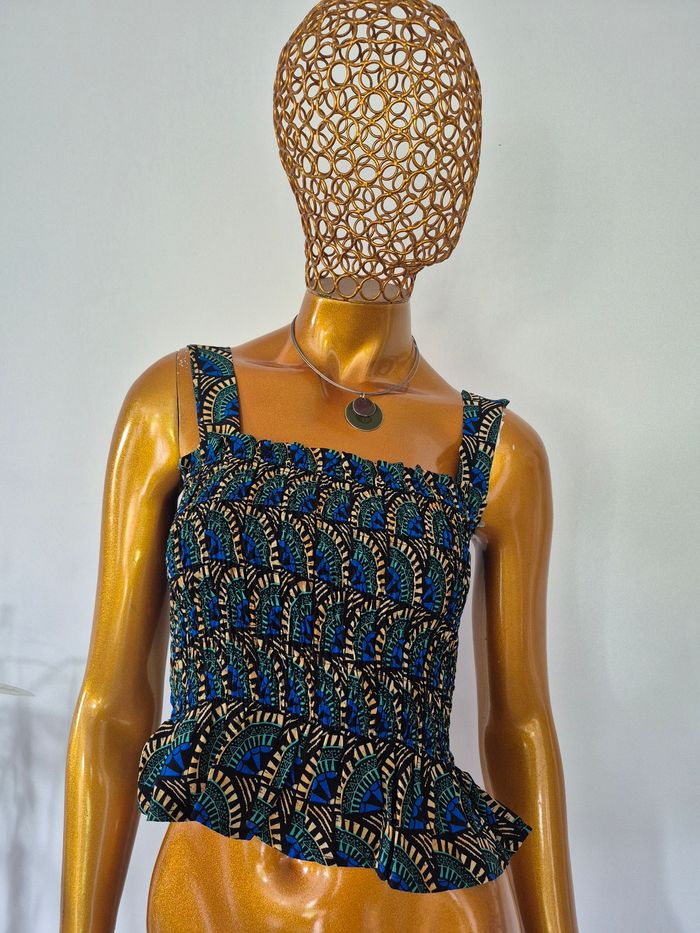 Top Femme Plissé Bleu Marine Taille S/36