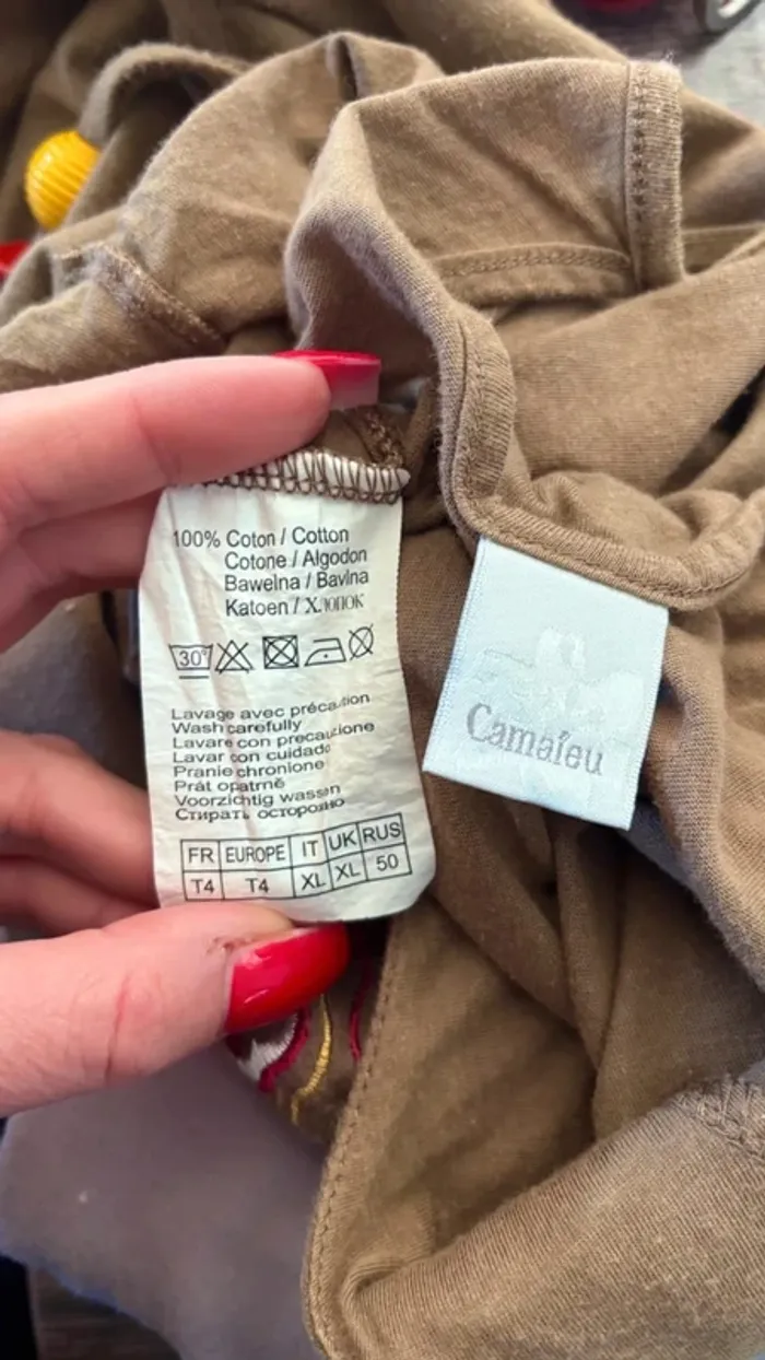 💕 blouse kaki d’été doublé bretelles avec perles taille 42 xl #camaieu - photo numéro 7