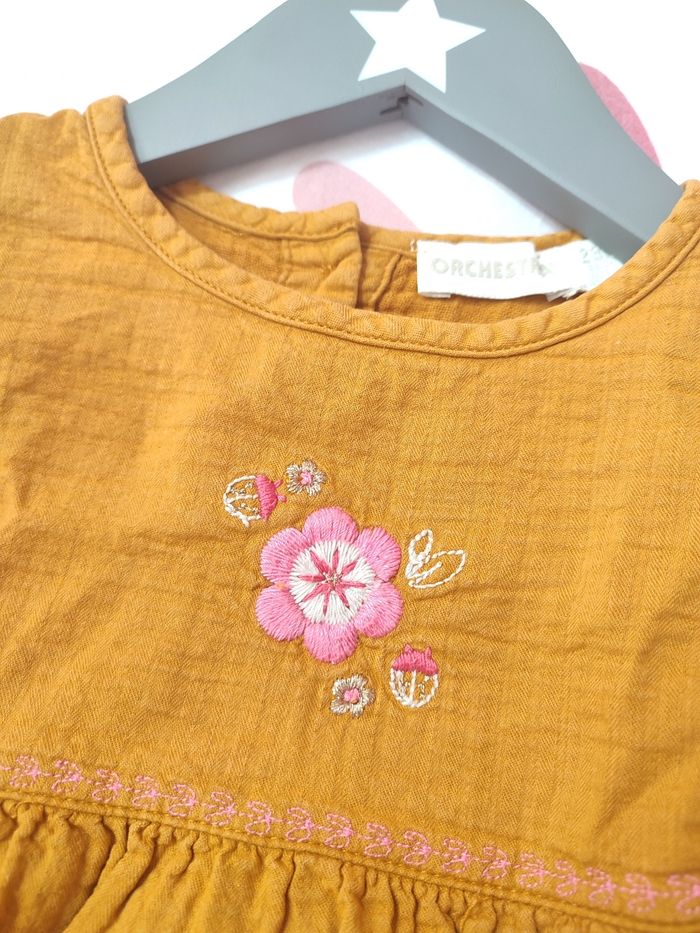 Tunique/Blouse Moutarde - Motif fleur - 23 mois - Très bon état - Orchestra - photo numéro 5