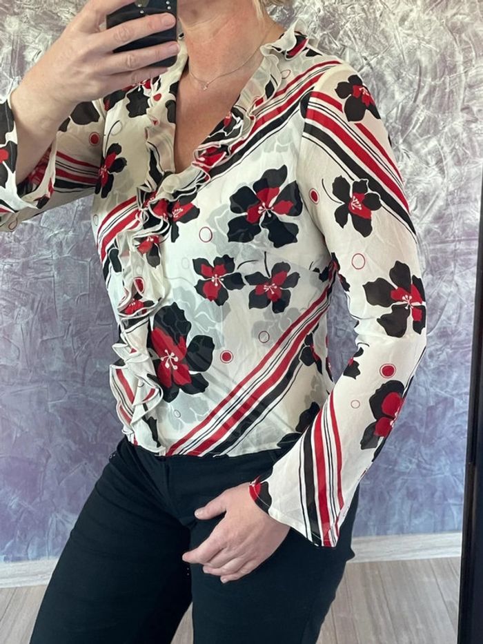 Superbe blouse à volants en soie - photo numéro 2