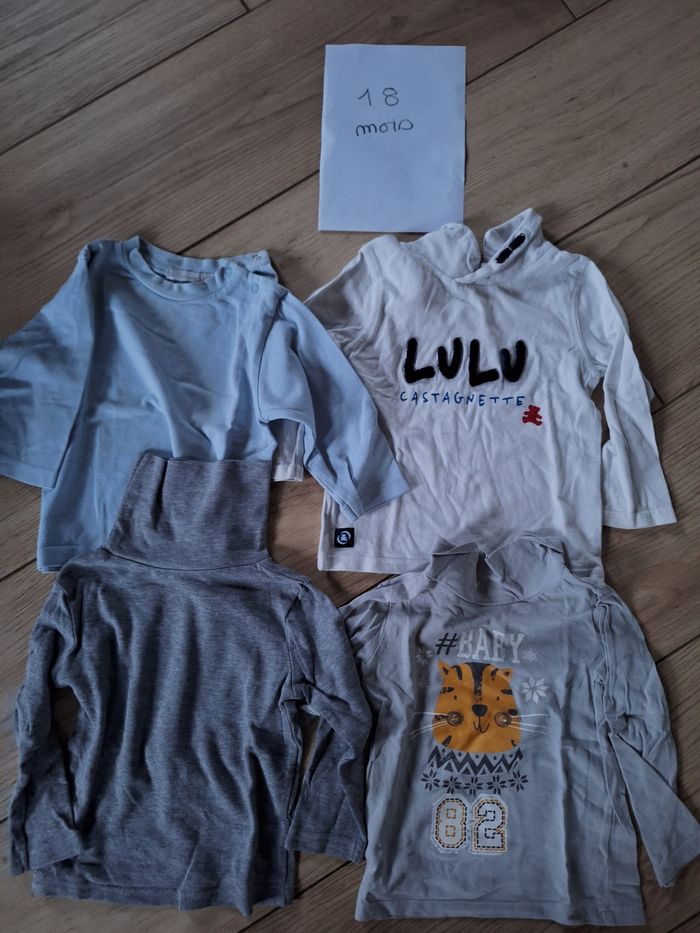 Lot Tee-shirts manches longues col roulé 18 mois garçon - photo numéro 2