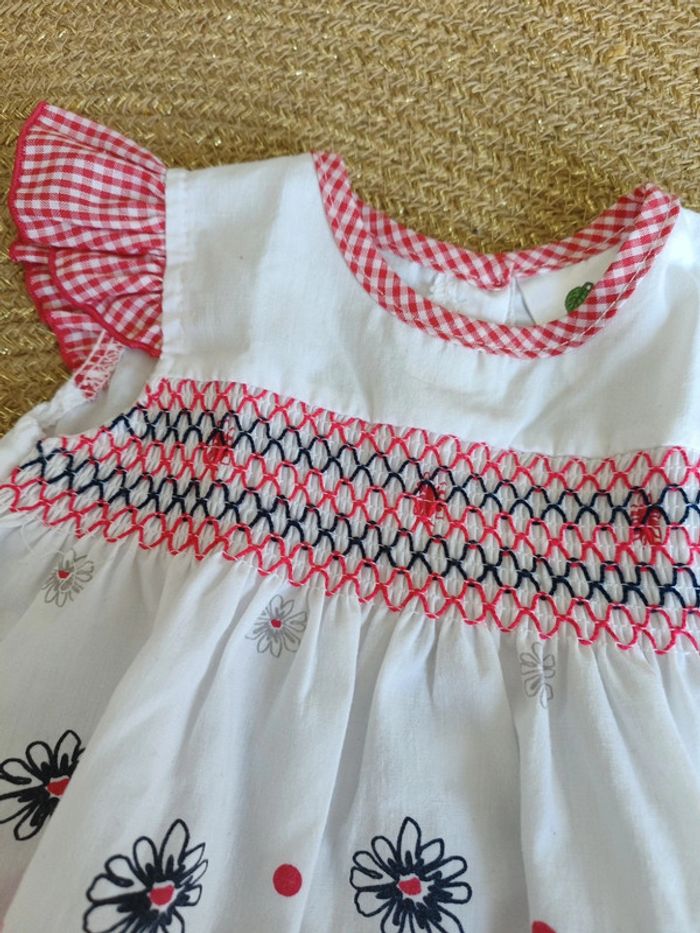 Jolie robe été 3/6mois rouge et blanche motif Vichy - photo numéro 4