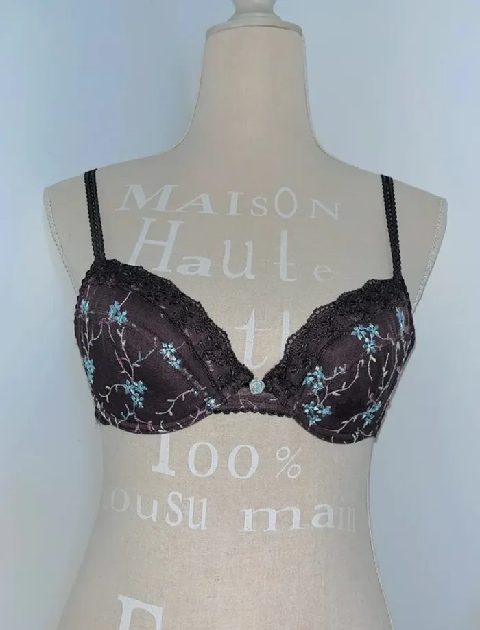 🎀 soutien gorge marron fleuri avec dentelle 85c #billetdoux
