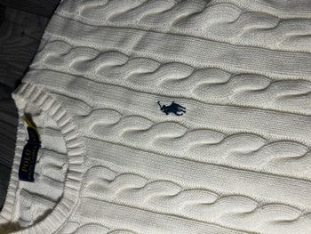 Pull Ralph Lauren blanc câble knit torsadé - logo brodé