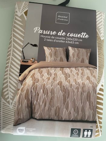 Parure de couette microfibre 220/240 motif feuille 