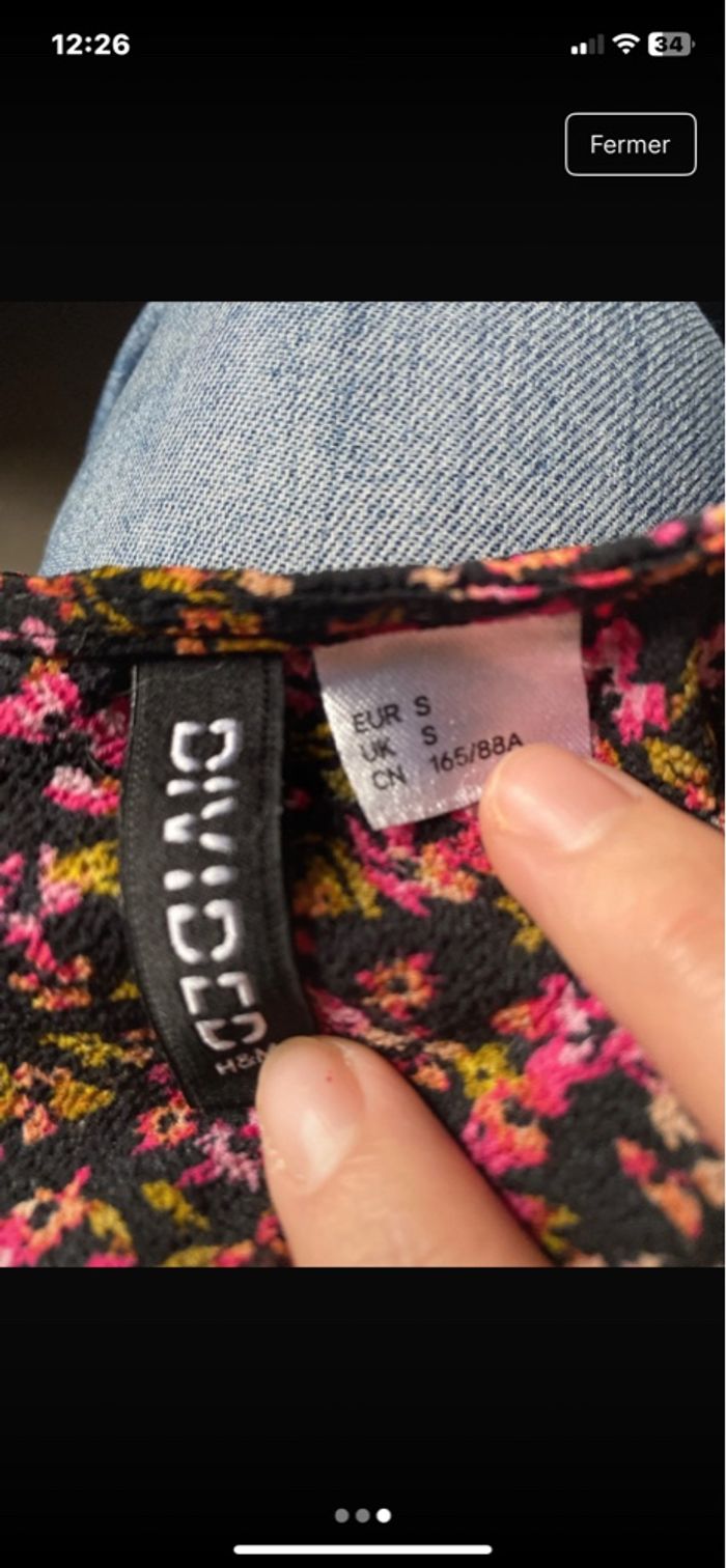 Robe noir à fleur rose h&m taille s - photo numéro 2