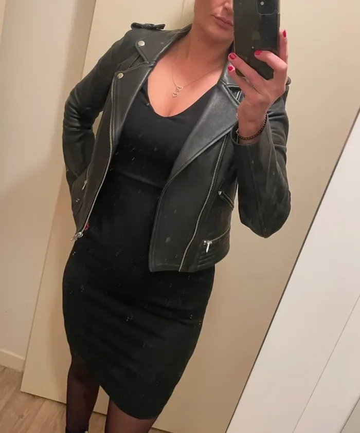 Maje veste perfecto en cuir agneau noir basalt femme, taille 38 - photo numéro 10