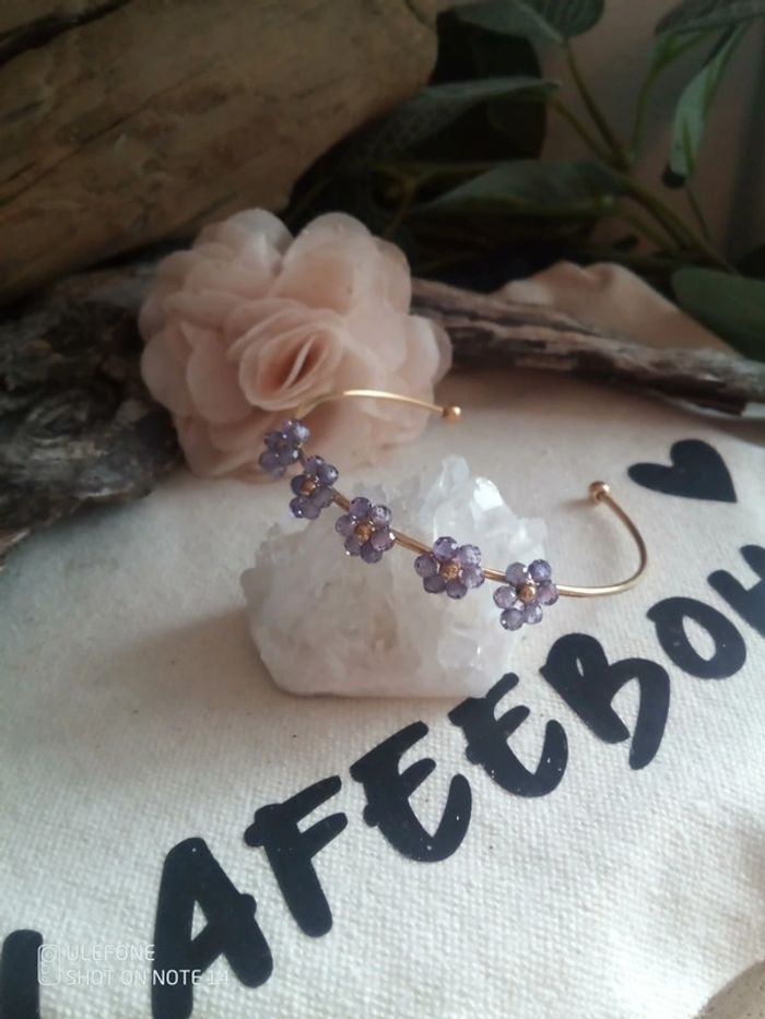 Bracelet bohemia fleurs en pierres d'améthyste