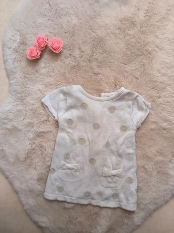 Robe pull kiabi 3 mois blanc et or
