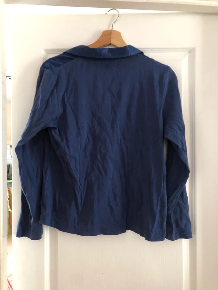 T-shirt bleu manches longues avec col - photo numéro 2