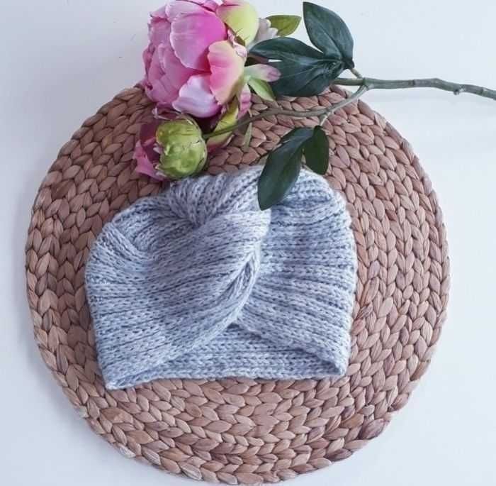 Bonnet turban mohair et laine petite fille