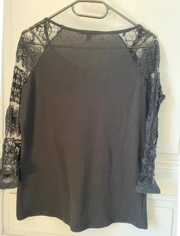 Petit pull fin noir avec manches résille Jennyfer M - photo numéro 4