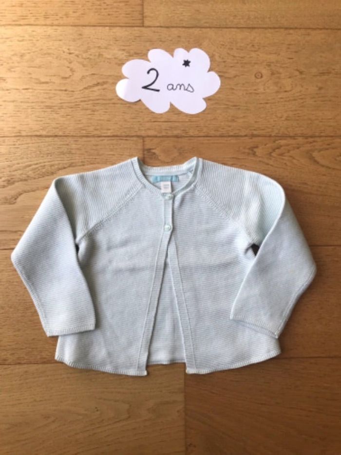Gilet okaidi vert d eau pale 23 mois