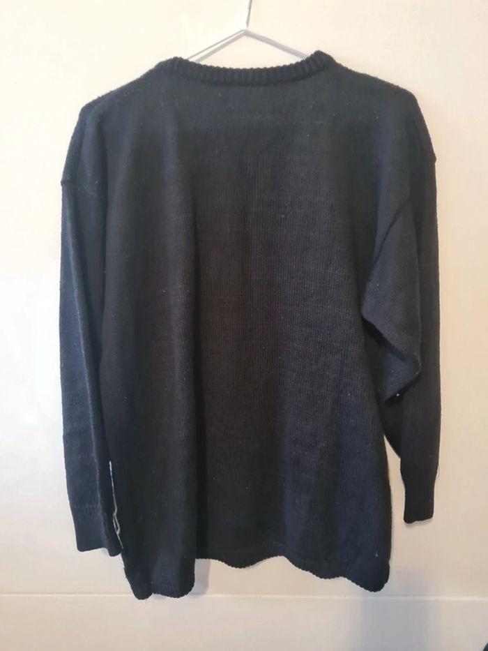 Pull noir à motifs colorés vintage - photo numéro 3