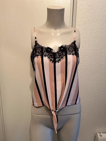 Débardeur blanc noir rose pâle Jennyfer S 36