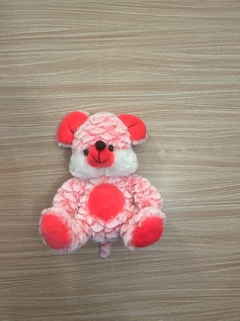 Ours en peluche rose et blanc 