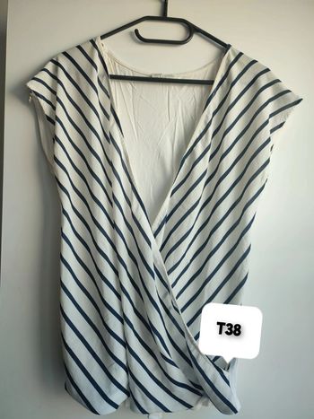 T-shirt GDM croisé blanc bleu