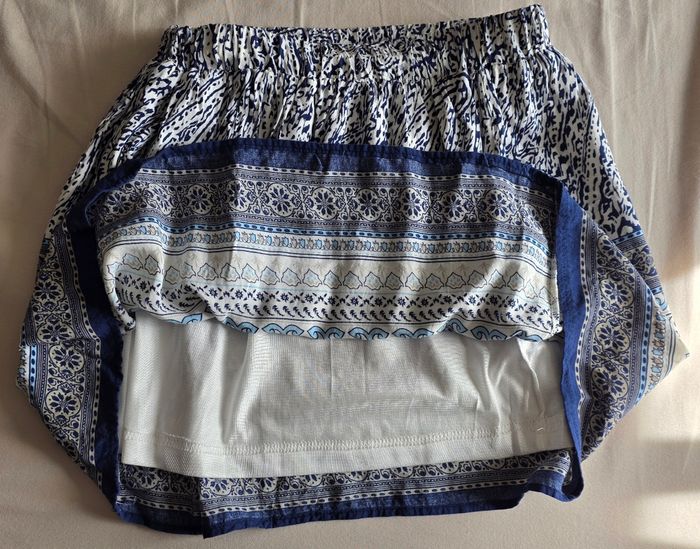 It Hippie Jupe courte bohème bleue et blanche - Taille S/M - photo numéro 4