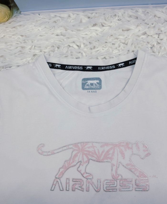 T-shirt manches courtes blanc Fille taille 14 ans marque Airness 🦜 - photo numéro 6
