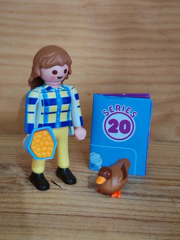 Playmobil figure série 20 promeneuse personnage et canard