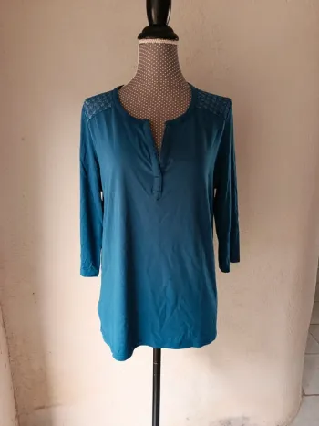 T-shirt manches longues bleu canard Taille M LH