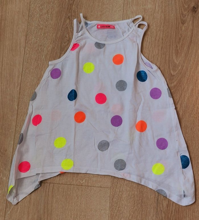 Débardeur fille blanc ronds colorés taille 5 ans Cool Club