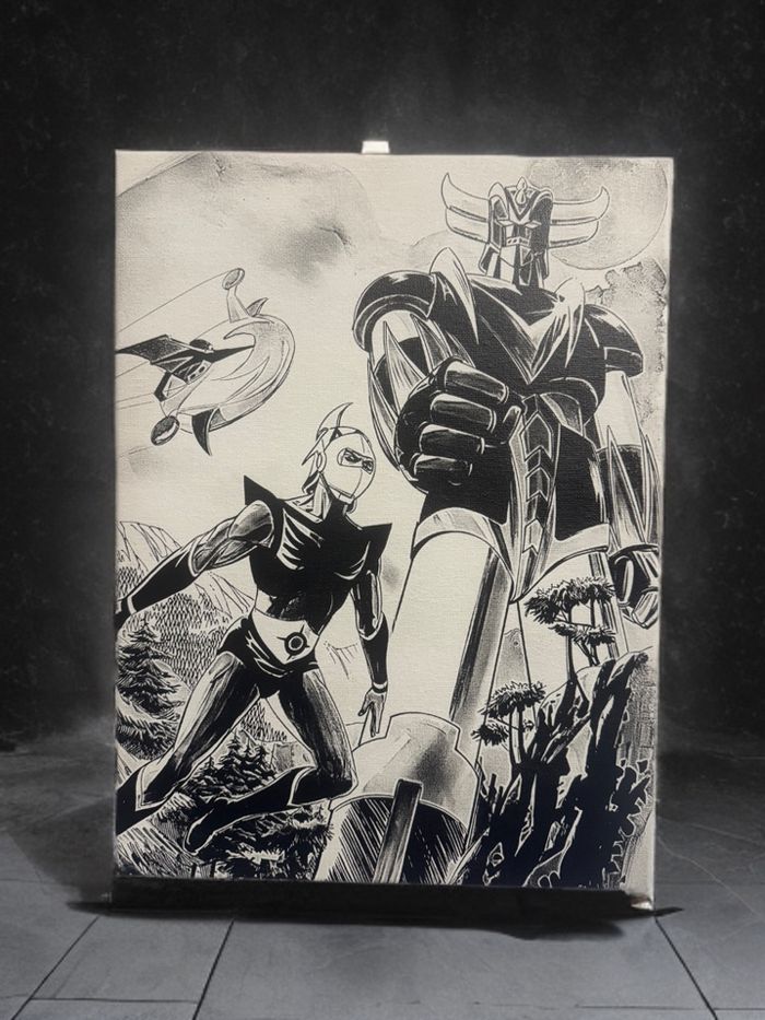 Tableau Goldorak et Actarus robot vintage en toile 30x40cm - photo numéro 5