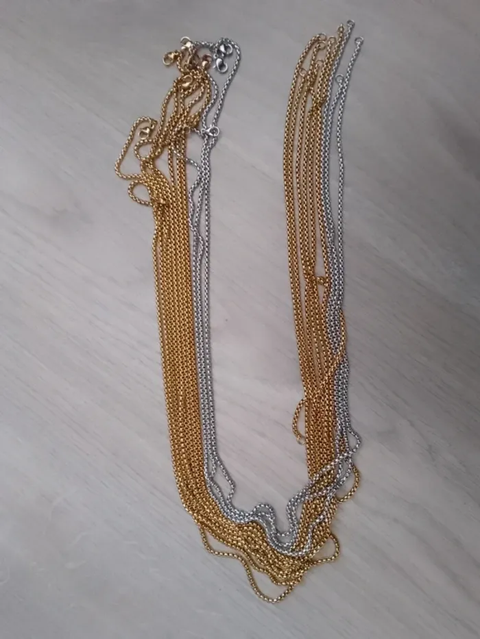 Lot de 11 chaînes en acier inoxydable