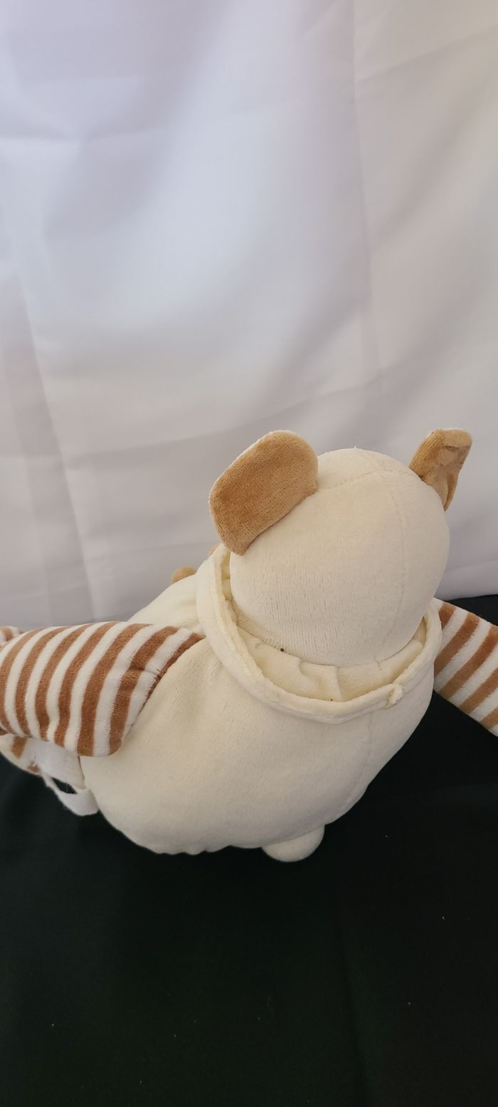 doudou ours boule beige ligné marron - photo numéro 5