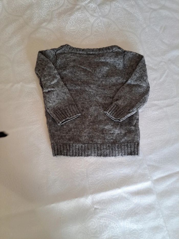 Pull col V gris 6 mois tape à l œil - photo numéro 3