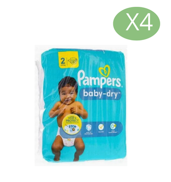 Lot de 148 Couches Pampers Baby Dry 4-8 kg Taille 2 Neuf