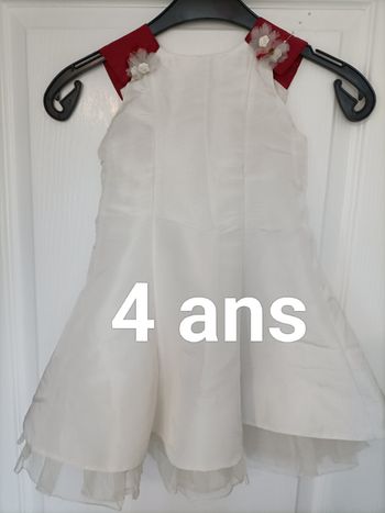 Robe mariage ou cérémonies 4 ans crème et framboise