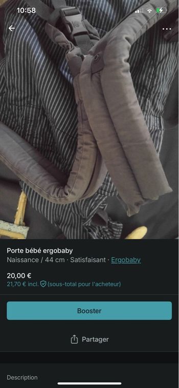 Porte bébé ergo baby et couussin pour noirisdon complète