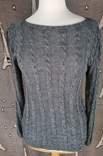 Pull torsadée gris foncé avec reflet dorée taille M