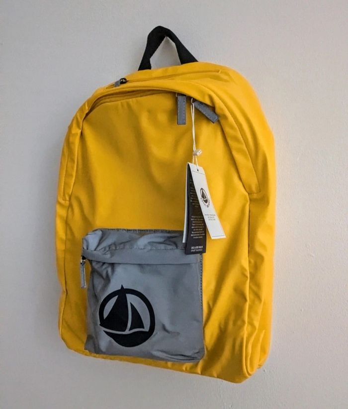 Sac à dos jaune d'école petit bateau