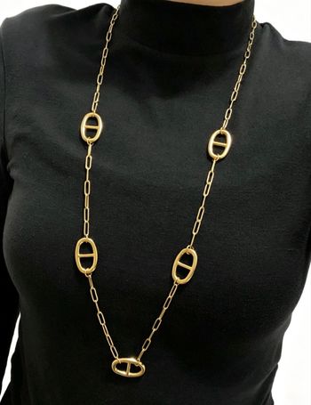 Collier long sautoir maille marine
