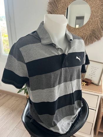 Polo homme rayé gris Puma Vintage taille M