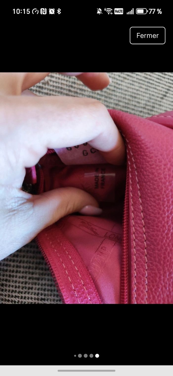 sac longchamp cuir rose - photo numéro 9