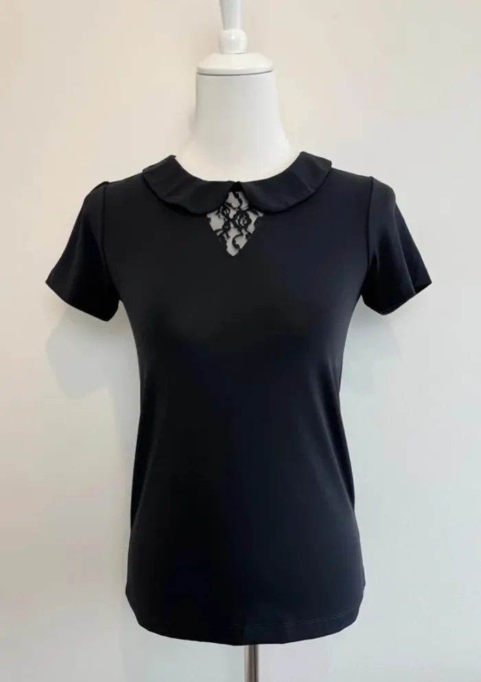 Blouse femme Mer du Nord noire taille XS col claudine parfait état