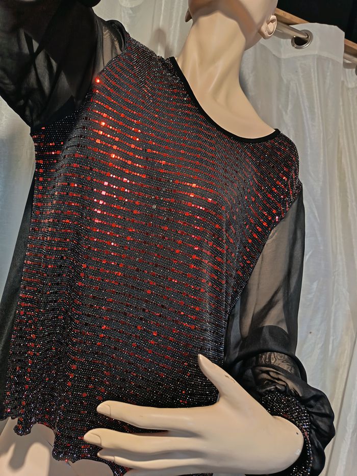 tunique noir rouge Anna Louxa 480*Spécial FETE* réf R460 S1 - photo numéro 3