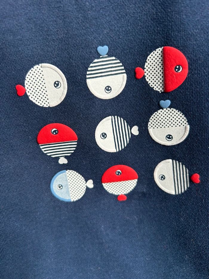 Sweat obaibi Marine avec poissons, 6 mois - photo numéro 2