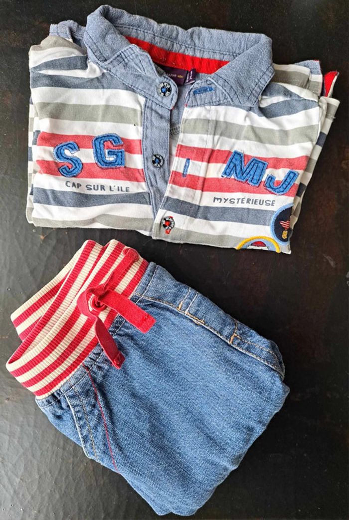 Ensemble marque « Sergent Major » Polo en 12 mois et pantalon en 9 mois (quasi neuf)