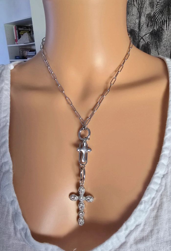 Collier croix argenté - photo numéro 5