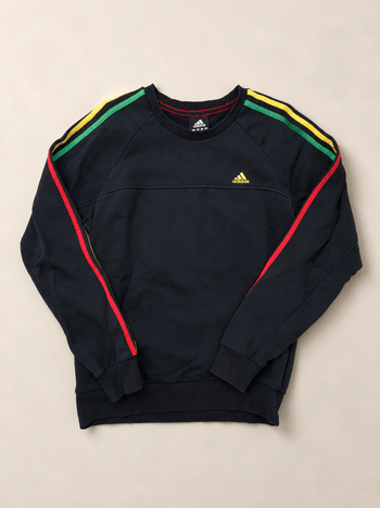 Sweat Adidas noir bandes colorées T.S