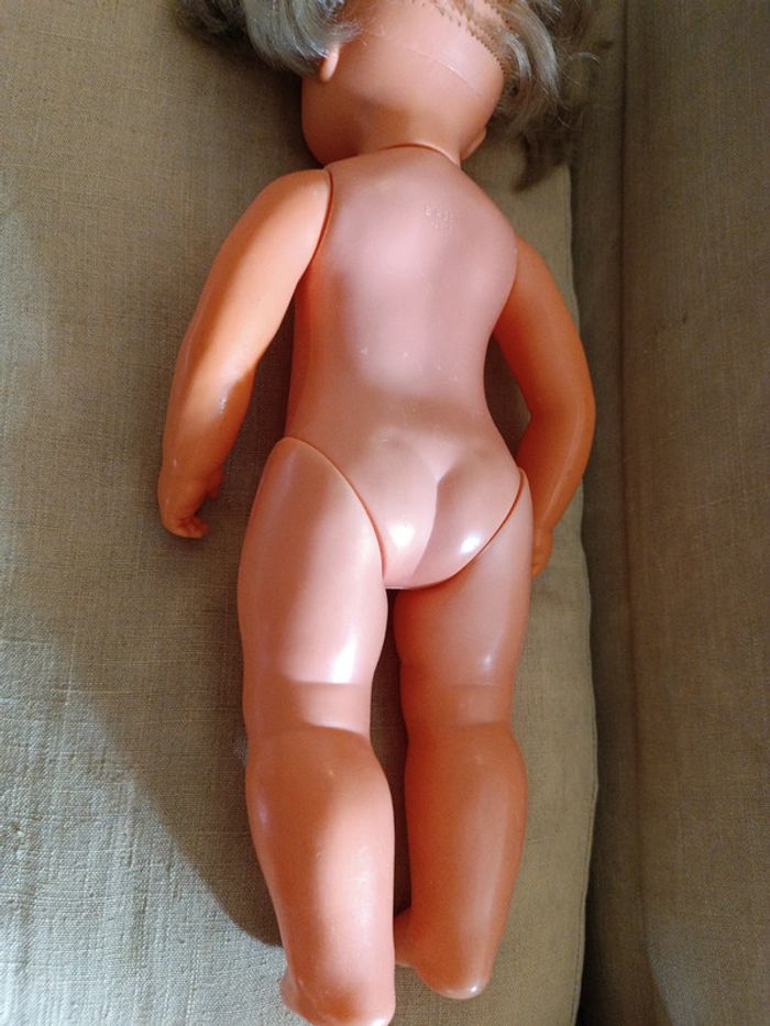 Poupée doll ancienne birgé blonde blond hair yeux eyes bleu blue robe dress tricot laine rose pink - photo numéro 12