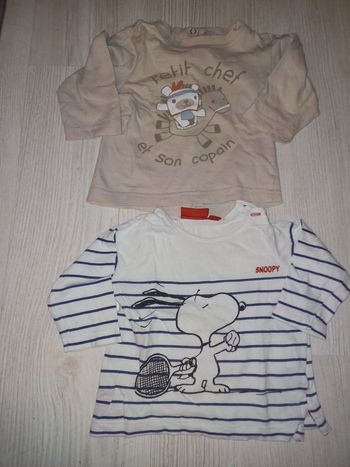 Lot de 2 t-shirts ML garçon 6 mois